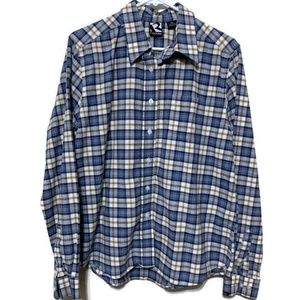 Vintage Rockies Plaid 100% Cotton Long Sleeve Button Down Western Shirt Sz XL